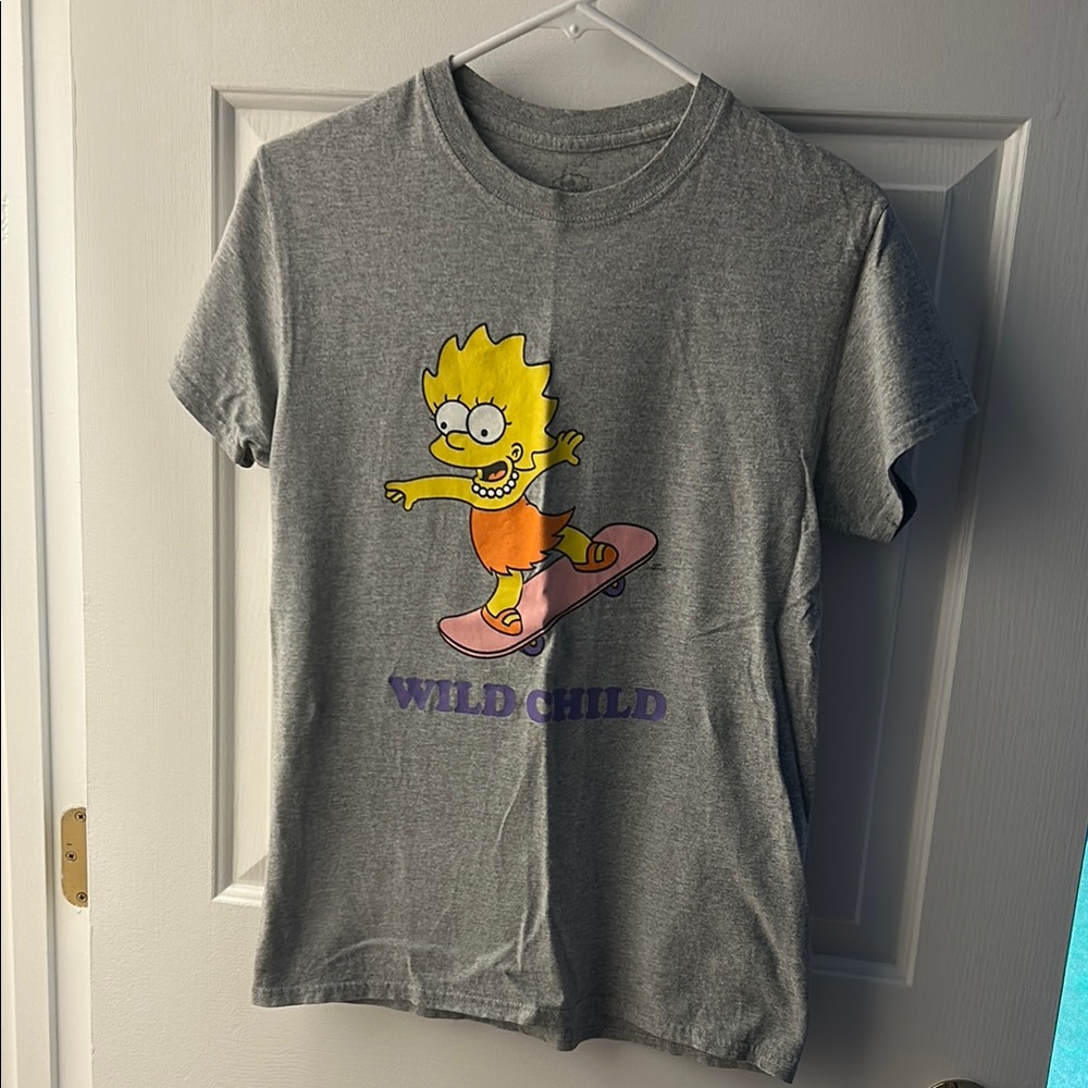 Gray and Yellow Short Sleeve Tee with Lisa Simpson Design